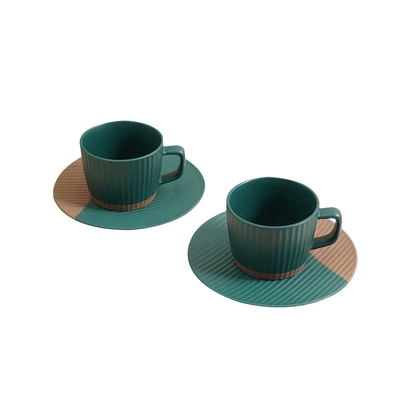 Gambar Delicia Cangkir Keramik Dengan Saucer 200 ml Set 2 pcs - Hijau