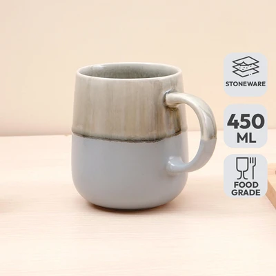 Gambar Delicia Mug Keramik Stoneware Drips 450 ml - Cokelat/Abu-Abu