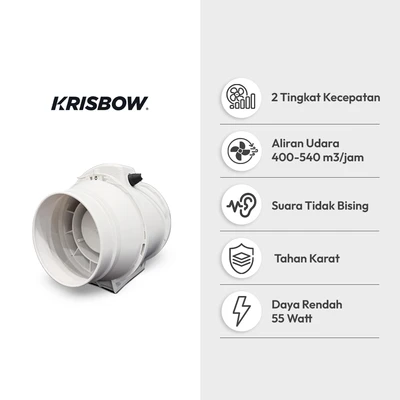 Gambar Krisbow Blower Inline Duct Fan 6 Inch - Putih