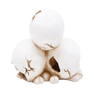 Gambar Fishland Dekorasi Akuarium Polyresin 3 Skulls 19 cm - Putih