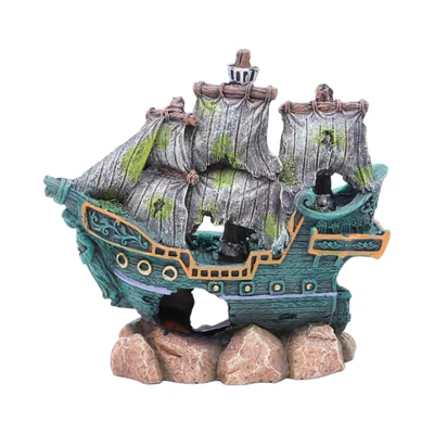 Gambar Fishland Dekorasi Akuarium Polyresin Shipwreck 15.5 cm