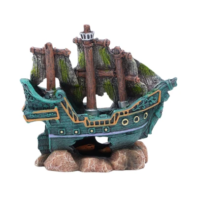 Gambar Fishland Dekorasi Akuarium Polyresin Shipwreck 15.5 cm
