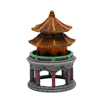 Gambar Fishland Dekorasi Akuarium Polyresin Pagoda 9 cm - Cokelat
