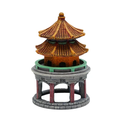 Gambar Fishland Dekorasi Akuarium Polyresin Pagoda 9 cm - Cokelat