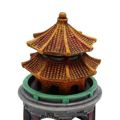 Gambar Fishland Dekorasi Akuarium Polyresin Pagoda 9 cm - Cokelat