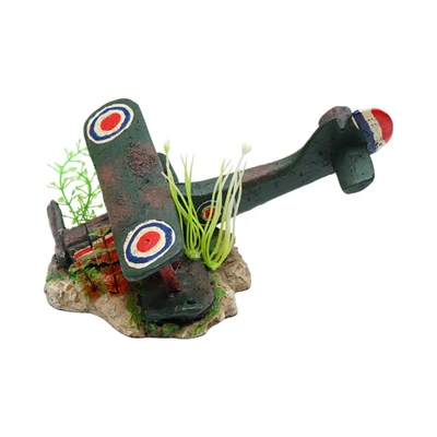 Gambar Fishland Dekorasi Akuarium Polyresin Plane Wreck 21.8 cm