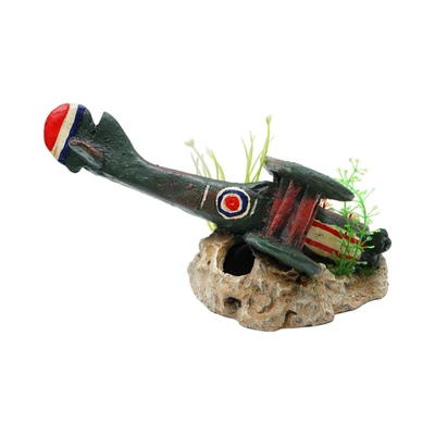 Gambar Fishland Dekorasi Akuarium Polyresin Plane Wreck 21.8 cm