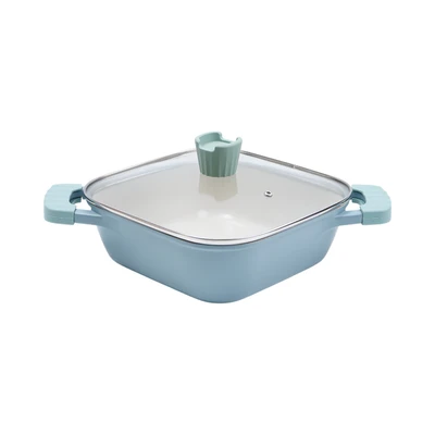 Gambar Culinart Ocean Wave Panci Casserole Square Ceramic Coating 24 cm - Biru/Hijau