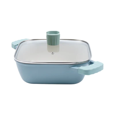 Gambar Culinart Ocean Wave Panci Casserole Square Ceramic Coating 24 cm - Biru/Hijau
