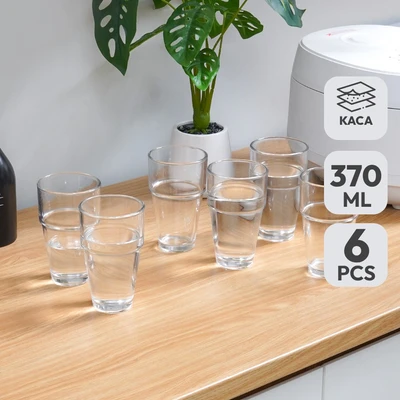 Gambar Appetite Roland Gelas Stackable 370 ml Set 6 Pcs Transparan