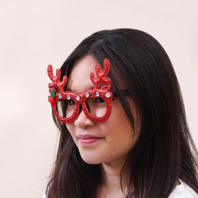 Gambar Ataru Kacamata Natal Christmas Deer - Merah/Hijau