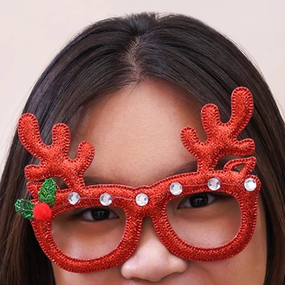 Gambar Ataru Kacamata Natal Christmas Deer - Merah/Hijau