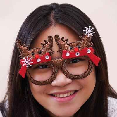 Gambar Ataru Kacamata Natal Christmas Deer - Cokelat