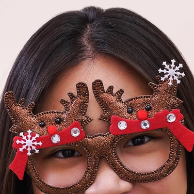 Gambar Ataru Kacamata Natal Christmas Deer - Cokelat