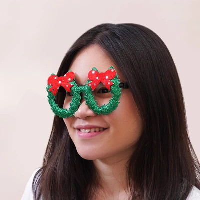 Gambar Ataru Kacamata Natal Christmas Wreath - Hijau