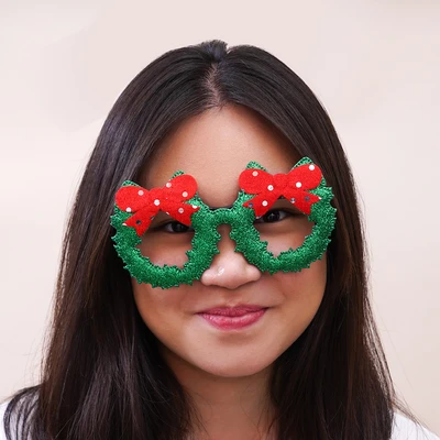 Gambar Ataru Kacamata Natal Christmas Wreath - Hijau