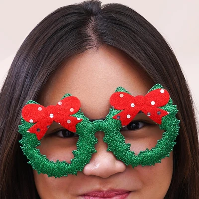 Gambar Ataru Kacamata Natal Christmas Wreath - Hijau