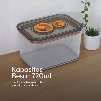 Gambar Culinart Crisper Wadah Makanan Akrilik 720 ml Transparan - Hitam/Transparan