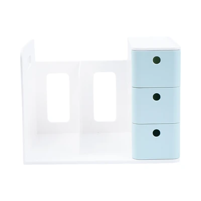 Gambar Stora Wabi Sabi Organizer Buku Dengan Laci Penyimpanan - Putih/Biru
