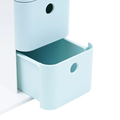 Gambar Stora Wabi Sabi Organizer Buku Dengan Laci Penyimpanan - Putih/Biru