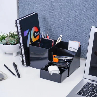 Gambar Stora Wabi Sabi Organizer Meja Dengan Laci Penyimpanan - Hitam
