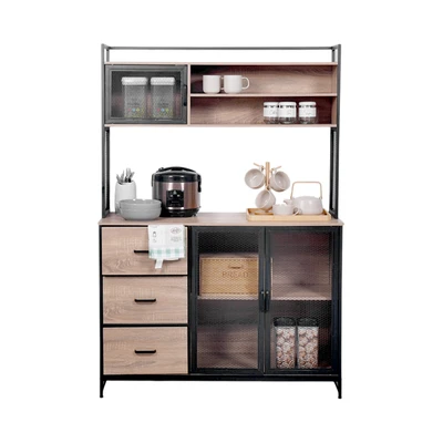 Gambar Informa Horvat Kabinet Dapur Tinggi - Hitam/Cokelat Kayu