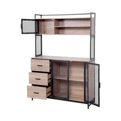 Gambar Informa Horvat Kabinet Dapur Tinggi - Hitam/Cokelat Kayu