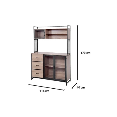 Gambar Informa Horvat Kabinet Dapur Tinggi - Hitam/Cokelat Kayu