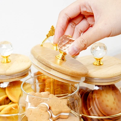 Gambar Informa Gia Stoples Kaca Dengan Rak 400 ml Set 4 pcs Transparan - Cokelat