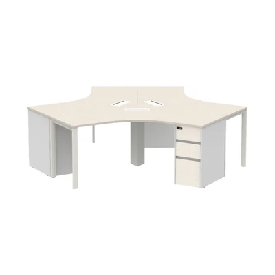 Gambar Sieben Meja Kantor 3 Seater - Putih Iron Wood