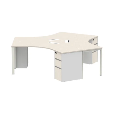 Gambar Sieben Meja Kantor 3 Seater - Putih Iron Wood