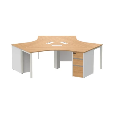Gambar Sieben Meja Kantor 3 Seater - Cokelat Virginia Walnut