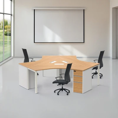 Gambar Sieben Meja Kantor 3 Seater - Cokelat Virginia Walnut
