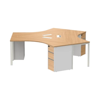 Gambar Sieben Meja Kantor 3 Seater - Cokelat Virginia Walnut