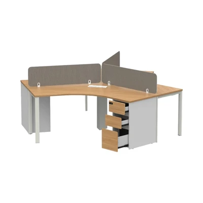 Gambar Sieben Meja Kantor 3 Seater - Cokelat Virginia Walnut