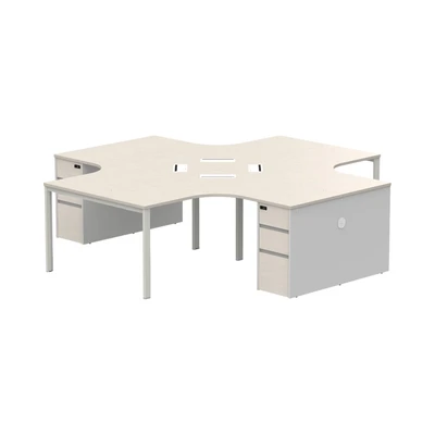 Gambar Sieben Meja Kantor 4 Seater - Putih Iron Wood