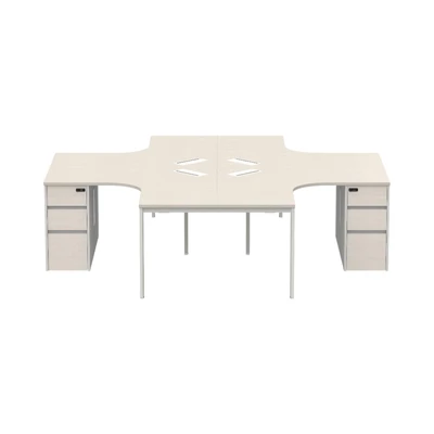 Gambar Sieben Meja Kantor 4 Seater - Putih Iron Wood