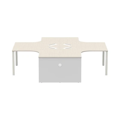 Gambar Sieben Meja Kantor 4 Seater - Putih Iron Wood