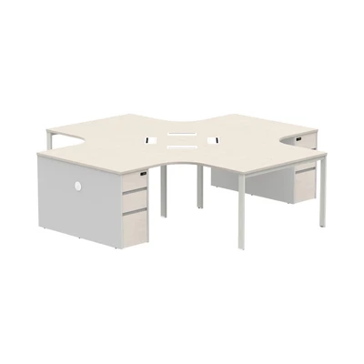 Gambar Sieben Meja Kantor 4 Seater - Putih Iron Wood