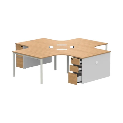 Gambar Sieben Meja Kantor 4 Seater - Cokelat Virginia Walnut