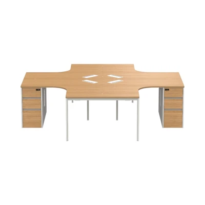 Gambar Sieben Meja Kantor 4 Seater - Cokelat Virginia Walnut