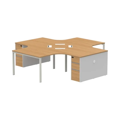 Gambar Sieben Meja Kantor 4 Seater - Cokelat Virginia Walnut