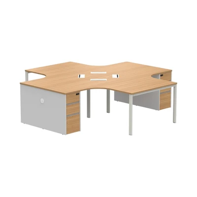 Gambar Sieben Meja Kantor 4 Seater - Cokelat Virginia Walnut