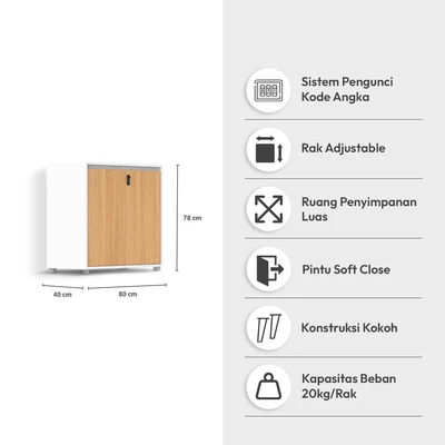 Gambar Sieben Kabinet Kantor 2 Pintu Low - Cokelat