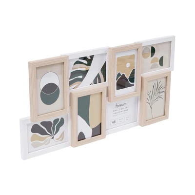 Gambar Forhom Bingkai Foto Kolase Dinding MDF 8x4R - Cokelat Oak/Putih