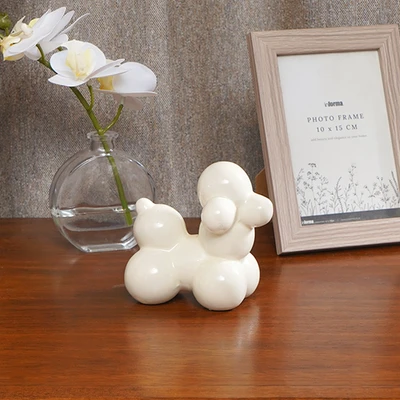 Gambar Informa 9.8x6.5x9.9 cm Patung Miniatur Dekorasi Baloon Dog - Putih