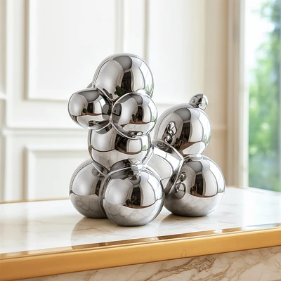Gambar Informa 9.8x6.5x9.9 cm Patung Miniatur Dekorasi Baloon Dog - Silver
