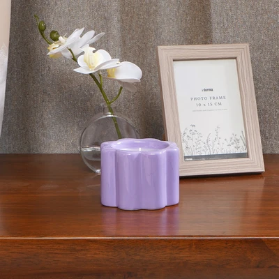 Gambar Informa 9.5x9.5x7 cm Tempat Lilin Dekorasi Flowery - Ungu