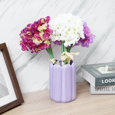 Gambar Informa Flowery Vas Bunga Keramik 10x10x15 cm - Ungu