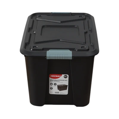 Gambar Maxbuilt Kotak Penyimpanan Dengan Roda 56x39x31.5 cm - Hitam
